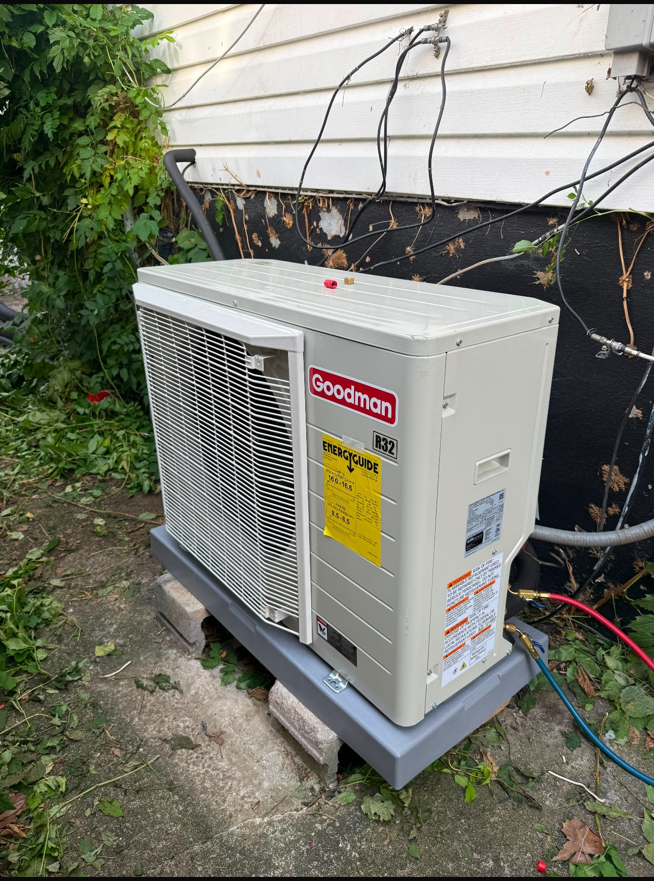 Clean outdoor HVAC condenser installation completed by AeroVolt